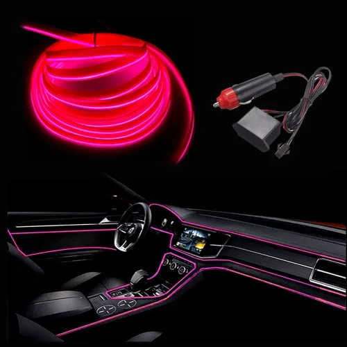 Vista 10 de MaxLax Tira de Iluminación LED de Neón Azul para Interior de Auto - 9.84 Pies de Cable EL de 12V Flexible con Protección de Fusible Integrada