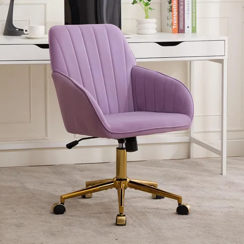 Vista 22 de Silla de escritorio de terciopelo para oficina en casa, moderna silla ajustable para computadora, silla giratoria, bonitas sillas de tocador