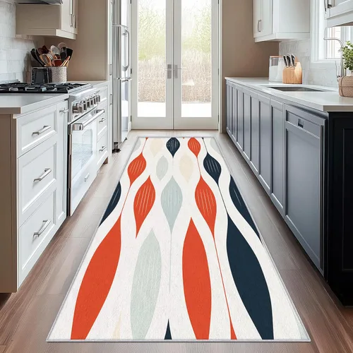 Vista 13 de Geometric Runner Rug 2x4 Small - Hallway Runner Rug Retro Mid Century Modern Abstract Pattern, Non Slip, Washable, Geometric Home Decor Carpet for