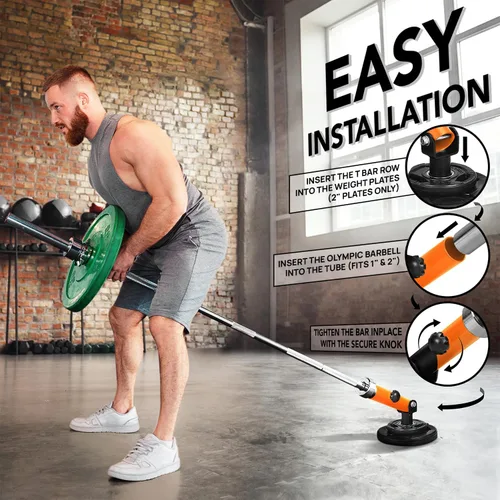 Vista 3 de Yes4All T-Bar Row Plate Post Insert Landmine Attachment – Fit 1" & 2” Olympic Bars – Full 360° Swivel & Easy to Install