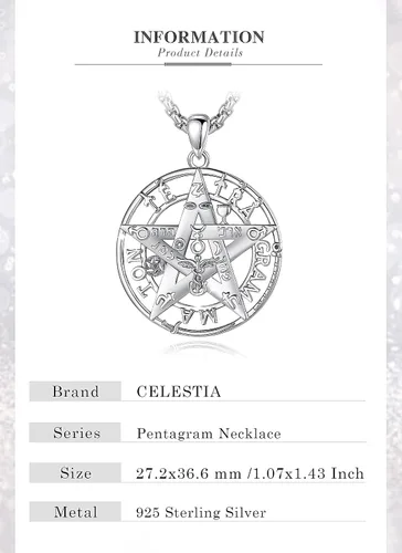 Vista 33 de CELESTIA Colgante de plata de ley 925, anillos de tetragrammaton, collar masónico, joyería de pentagrama para mujeres y hombres