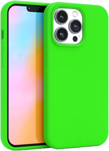 Vista 18 de FELONY CASE Funda de silicona verde neón para iPhone 12 Pro Max Silicona líquida con forro de microfibra antiarañazos, funda protectora a prueba