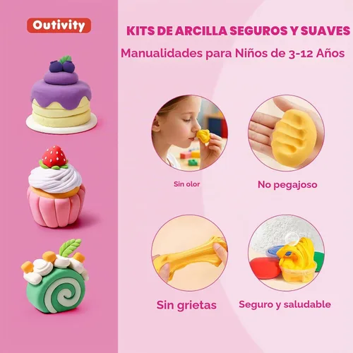 Vista 5 de Kit de arcilla seca al aire para niños, juego de manualidades