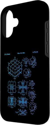 Vista 2 de Carcasa de matemáticas retro para iPhone 16 de cubo de rompecabezas competitivo Rubik Patent Speed Cubing