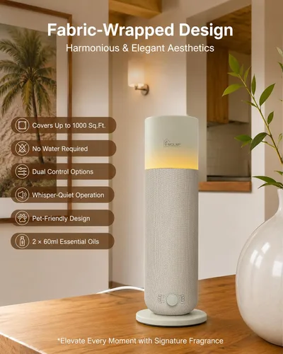 Vista 2 de Hotel Collection - Máquina difusora, diseño envuelto en tela, lámpara de ambiente a la luz de las velas, 1000 pies cuadrados, difusor de aceite