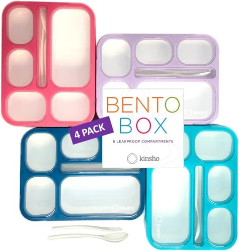Vista 10 de Bento - Juego de Lonchera para almuerzo o refrigerio, a prueba de fugas, con recipientes, para niños y adultos, libre de BPA, apto para microondas