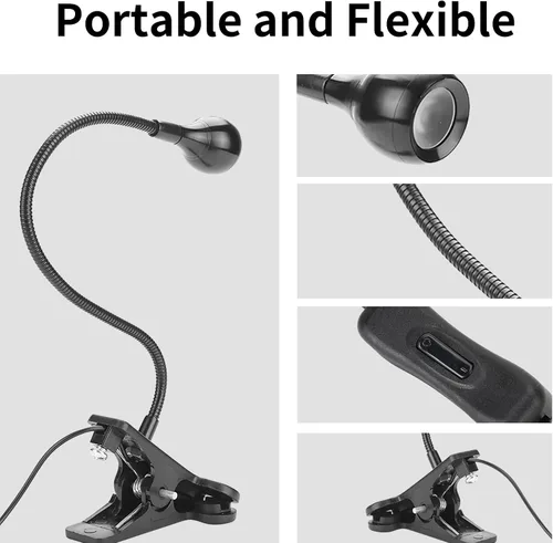 Vista 7 de GOWENIC Lámpara LED de curado de pegamento, luz UV portátil USB con clip para gel de uñas, reparación de teléfono, detección fluorescente y uso