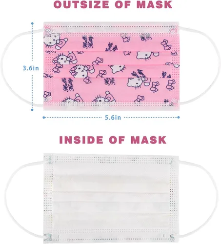 Vista 6 de 50PCS Kids Face Mask Safty Breathable Fabric for Girls and Boys
