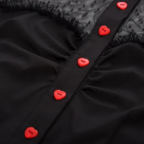Vista 6 de Camisas retro vintage de los años 50 para mujer, diseño de lunares, malla Rockabilly
