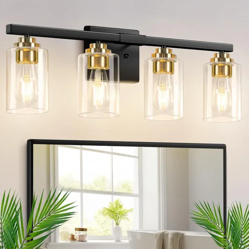 Vista 11 de VerRon Juego de 2 apliques de pared para baño, lámparas modernas de tocador, faroles de montaje de bronce cepillado al óleo, luces de pared