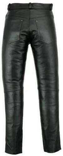 Vista 3 de Pantalón de avión casual clásico de cuero de vaca 100% real para hombre