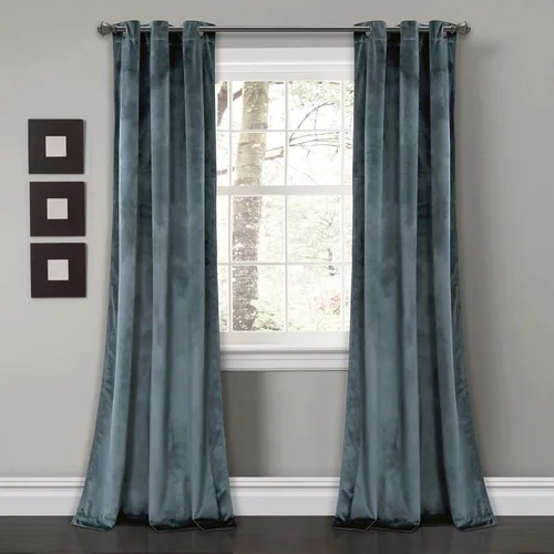 Vista 9 de Lush Decor Prima Velvet - Par de paneles de cortinas de ventana de terciopelo sólido con filtro de luz, 38" de ancho x 84" de largo, negro