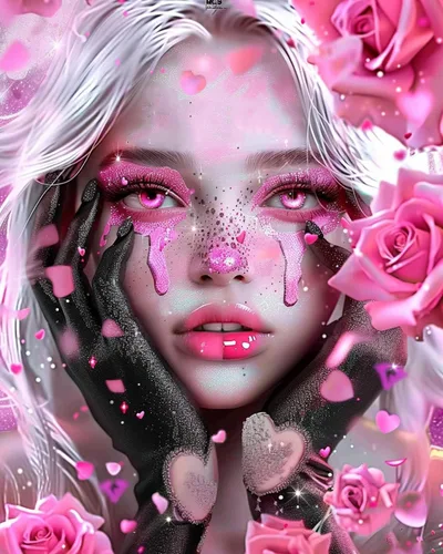 Vista 8 de Kits de pintura de diamantes 5D para adultos, Terror Girl Taladro completo, punto de cruz de diamante redondo, no hables, pintura de diamantes por
