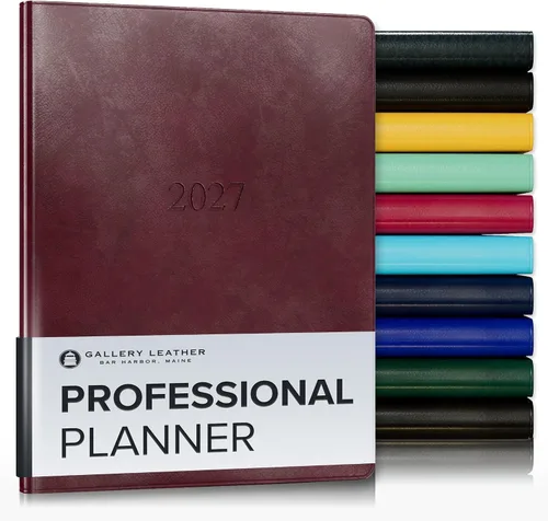 Vista 12 de Gallery Leather Professional Weekly Monthly Planner 2027, Elegantly Bound Calendar Planner and Notebook with Stylish Gold-Gilded Page Edges, 12