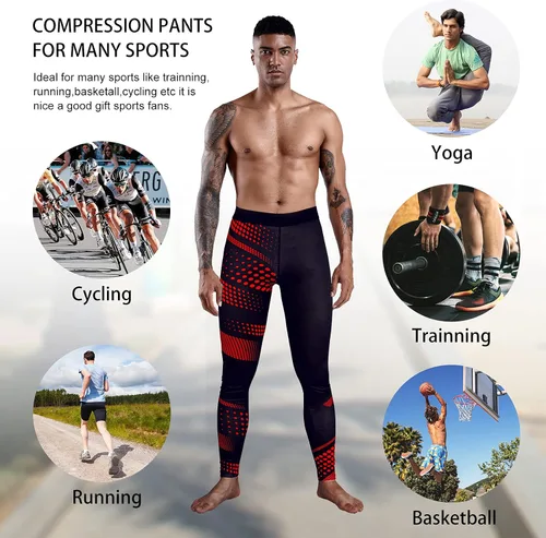 Vista 6 de OEBLD Pantalones de compresión para hombre con bloqueo UV, mallas para correr, paquete de 1 o 2 leggings para gimnasio y yoga para entrenamiento