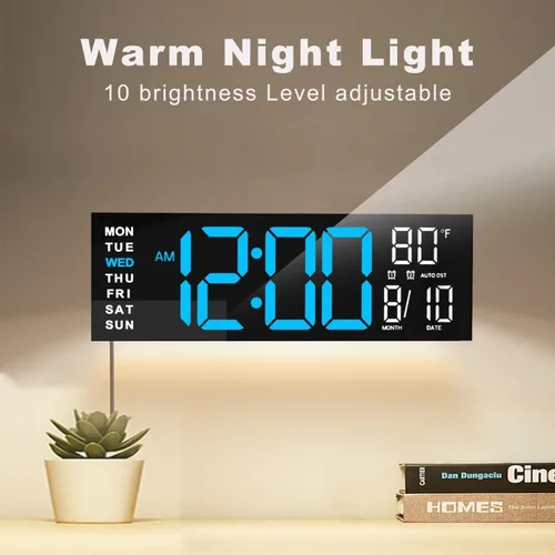 Vista 9 de JALL Reloj de pared grande de 16" digital con montaje en pared, temporizador de cuenta regresiva, alarma, LED grande, color RGB, horario de verano
