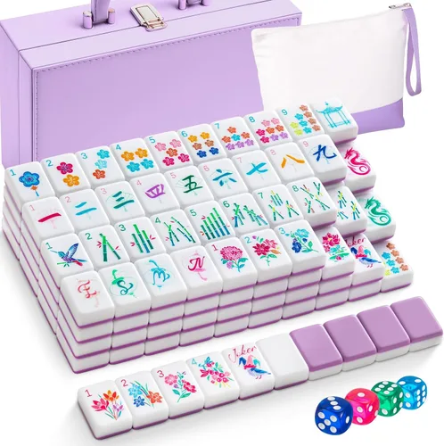 Vista 14 de Soulchen Juego de mahjong americano Sunset Blossom de 1.2 pulgadas, 168 Naranja