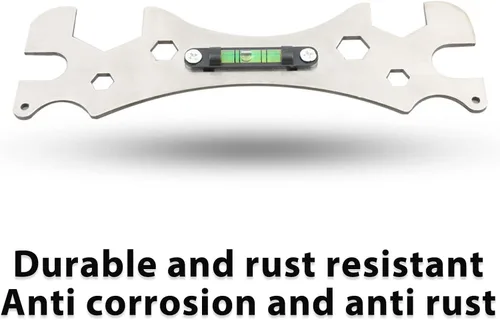 Vista 5 de Jiawu Llave de grifo, llave multifuncional para conexiones de manguera de grifos, llave universal de tuerca con nivel de burbuja, llave de tubo