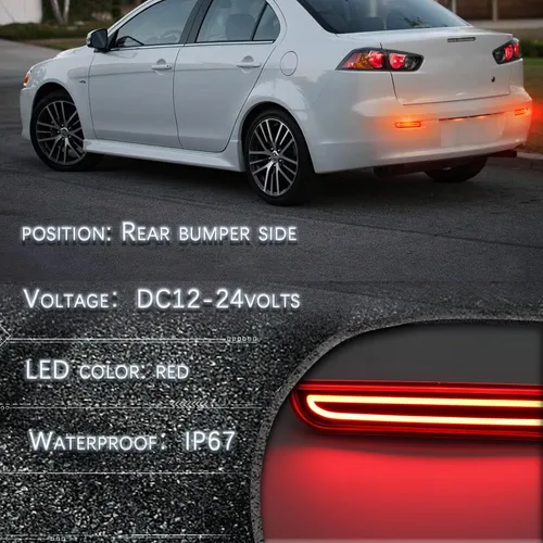 Vista 4 de Conjunto de luz antiniebla para parachoques trasero LED de lente roja, compatible con Mitsubishi Lancer 2008-2017/Evolution X 2008-2017/Outlander