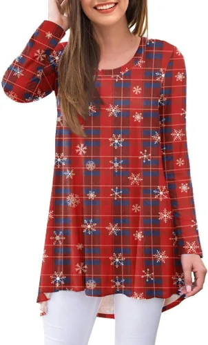 Vista 38 de AWULIFFAN Blusa tipo túnica holgada de manga larga con cuello redondo para mujer