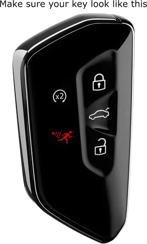 Vista 2 de iJDMTOY Funda para llavero de silicona suave con patrón de fibra de carbono negra con rayas rojas compatible con Volkswagen MK8 Golf/GTI ID 4, Skoda