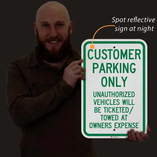 Vista 8 de SmartSign Letrero "Solo estacionamiento para clientes: vehículos no autorizados con boletos/remolcados" 12 x 18 pulgadas, aluminio reflectante