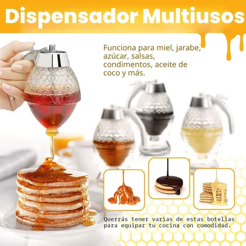 Vista 7 de CLEVLI Dispensador de Miel – Vidrio Antigoteo con Soporte – Frasco de Miel – Recipiente de Miel de Vidrio Transparente con Cucharón de 8 Oz
