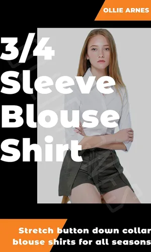 Vista 4 de OLLIE ARNES Blusa sexy de trabajo con botones para mujer
