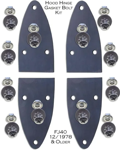 Vista 2 de FJ40 Land Cruiser - Kit de juntas y pernos de bisagra de capó de goma para capó 12/78 y mayores