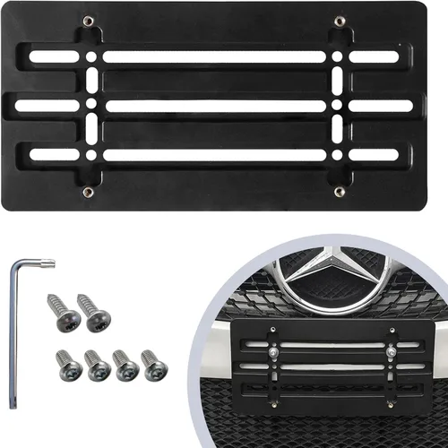 Vista 2 de Soporte de Placa de Licencia para Parachoques Delantero, Juego de Soporte de Placa con 6 Tornillos Únicos y Juego de Llaves, Kit de Montaje de Placa