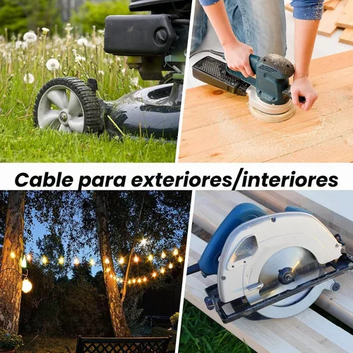 Vista 8 de EP 50 Ft Heavy Duty Outdoor Extension Cord, 12/3 SJTW Black 3-Prong Negro