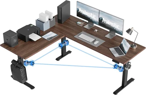 Vista 15 de Agilestic Escritorio de Pie en Forma de L de 59 Pulgadas de Altura Ajustable, Escritorio de Esquina Eléctrico de Pie, Mesa de Computadora Sit Stand