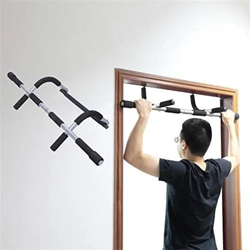 Vista 2 de Barra de dominadas para puerta de fitness, equipo de gimnasio portátil para interiores, multiagarre fuerte para puerta Barra de dominadas