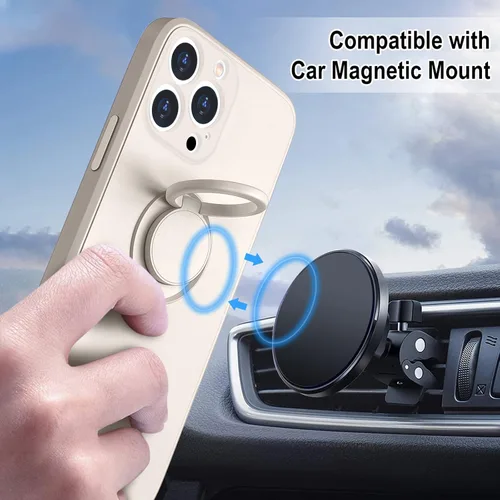 Vista 5 de Hython Funda para iPhone 12 Pro Max con soporte de anillo [soporte de anillo giratorio de 360° con soporte magnético] [forro de microfibra suave]