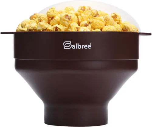 Vista 10 de La máquina original de palomitas de maíz Salbree plegable de silicona para microondas, recipiente microondas con capacidad para 16 tazas, utiliza