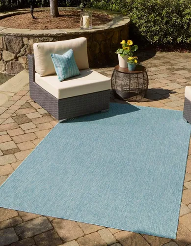 Vista 65 de Unique Loom Collection - Alfombra casual de transición sólida jaspeada para interiores y exteriores