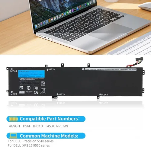 Vista 4 de Batería para portátil 84Wh 4GVGH para Dell XPS 15 9550, 11.4V