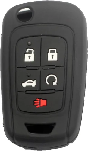 Vista 2 de Funda protectora de goma de silicona con 5 botones, compatible con Buick Allure Encore Lacrosse Regal Verano Negro Azul