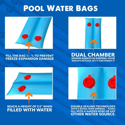Vista 5 de Poolzilla Tubo de agua de doble cámara resistente de 8 pies para cubiertas de invierno de piscina, paquete de 6