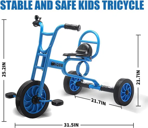 Vista 2 de Triciclo para niños a partir de 3 años, guardería preescolar, bicicleta de equilibrio para niños, triciclo para niños con campana y ruedas de goma