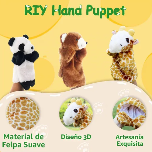 Vista 5 de RIY Marioneta de mano - Zoo Amigos Animales Educativos Marionetas Osito