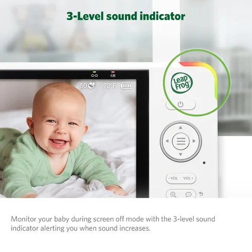 Vista 11 de LeapFrog Monitor de bebé LF1726FHD, pantalla de 1080p de 5.5 pies, alcance de hasta 2500 pies, zoom panorámico, luz nocturna, visión nocturna a