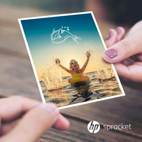 Vista 3 de HP Sprocket - Papel fotográfico Zink de 3.5 x 4.25 pulgadas, con respaldo adhesivo (20 unidades) compatible con piñones de 3 x 4, impresora