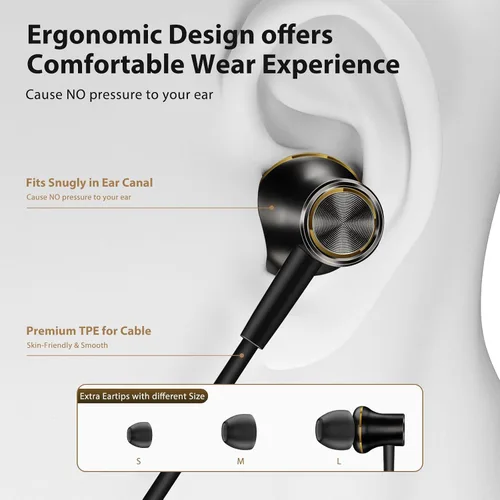 Vista 5 de Jiunai - Auriculares USB C para iPhone 18 Pro tipo C con micrófono negro Negro dorado