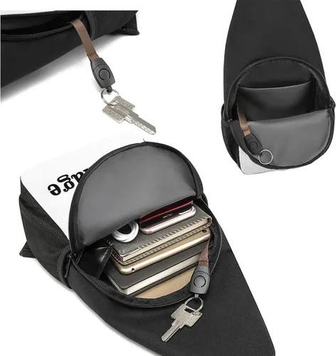 Vista 6 de Bolsas de pecho personalizadas para hombre, mujer, mochila cruzada con tu imagen de texto, mochila de viaje para hombres y mujeres, regalos