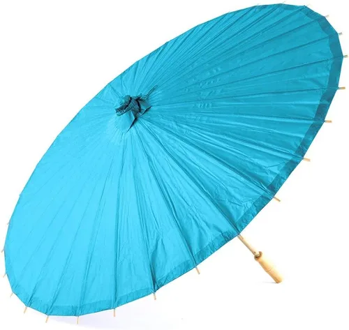 Vista 6 de Weddingstar Parasol de papel con deshuesado de bambú, Azul Aqua