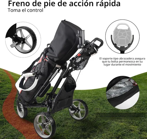 Vista 6 de Caddytek CaddyLite ONE-Swivel V8 - Carrito de golf plegable de 3 ruedas con un clic, ligero, con una rueda delantera giratoria de 360°, mango Azul