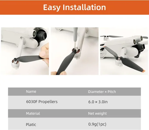 Vista 7 de Mini 3 4 Pro Hélices de bajo ruido para DJI Mini 4 Pro/Mini 3 Pro Cámara Drone Control remoto RC Quadcopter liberación rápida 6030F cuchillas