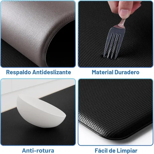 Vista 3 de StepLively Tapete de cocina, 2 piezas, tapetes de cocina acolchados para piso, juego de alfombras de cocina antifatiga, tapete antideslizante