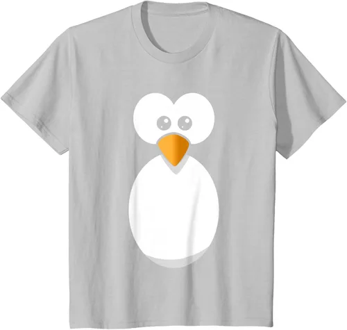 Vista 65 de Camiseta divertida con diseño de cara de pingüino o disfraz fácil, color negro, talla S